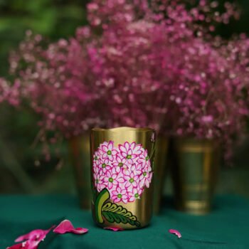Gulabi Bloom Brass Tumbler