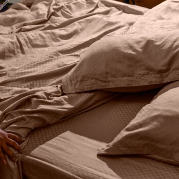 Nude Grid Jacquard King Flat Sheet Set | 2 Pillow Covers
