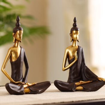 Serene Meditating Buddha Figurine (Set of 2)