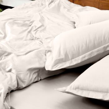 Ivory Solid 100% Organic Cotton King Flat Sheet Set | 2 Pillow Covers