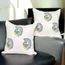 Blue Peacock Handblock Print Cushion Cover (Set of 2)