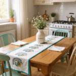 Blue Peacock Handblocked Table Runner