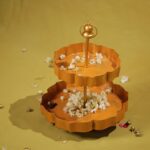 Handcrafted Two-Tier Metal Flower-Shaped Urli Stand