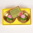 Handpainted Floral Design Pure Brass Nut Bowls Gift Set (Set of 2)