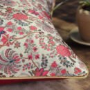Red Floral Silk Cushion Cover