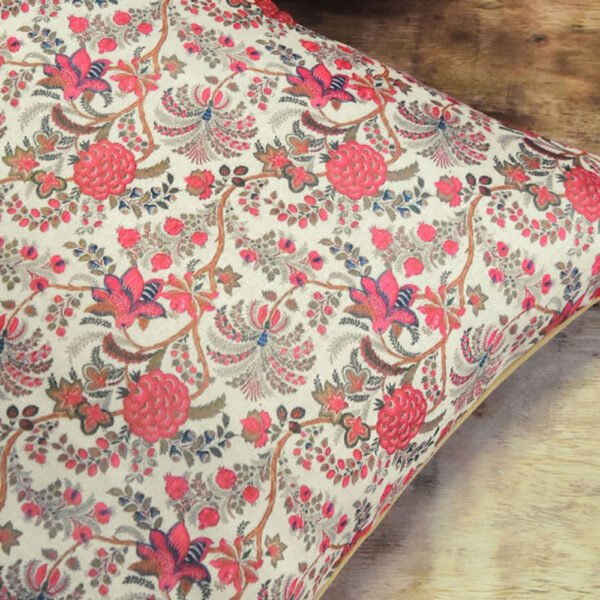 Red Floral Silk Cushion Cover - Image 5