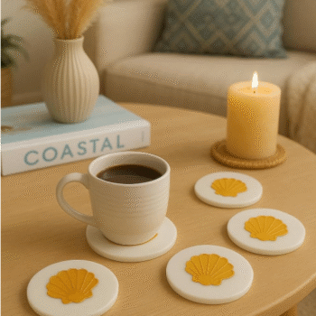 Sea Shell Marble Coaster Set of 4