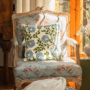 Country Style Crewel Embroidered Leafy Lush Cushion Cover
