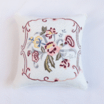 Country Style Multi Embroidered Peach Carnation Granny Cushion Cover