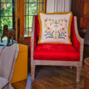 Country Style Multi Embroidered Floral Crown Cushion Cover