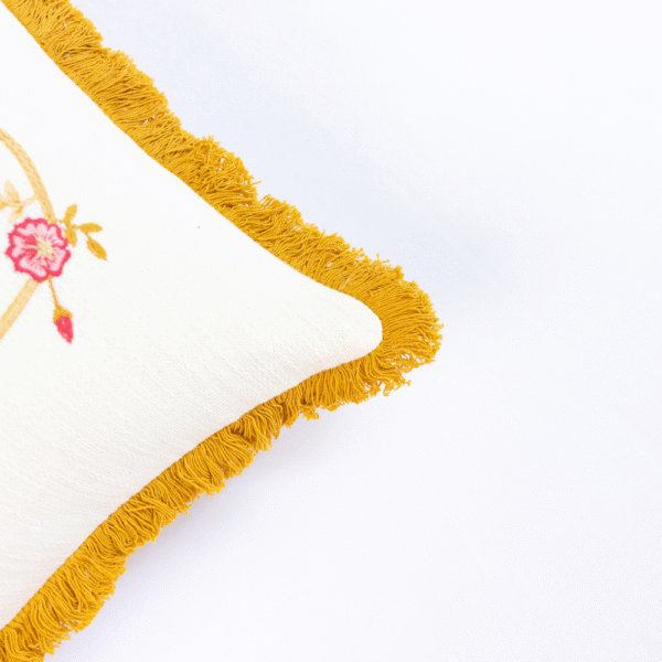 Country Style Multi Embroidered Floral Crown Cushion Cover - Image 2