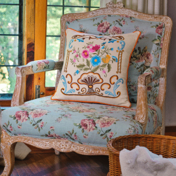 Country Style Multi Embroidered Classic Fountain Cushion Cover