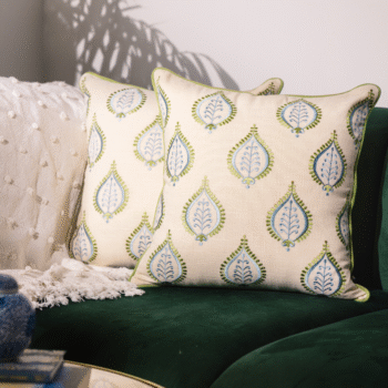 Hamptons Style Multi Embroidered Mint Green Paisley Cushion Cover