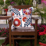 Suzani Style Crewel Embroidered Sun & Moon Cushion Cover