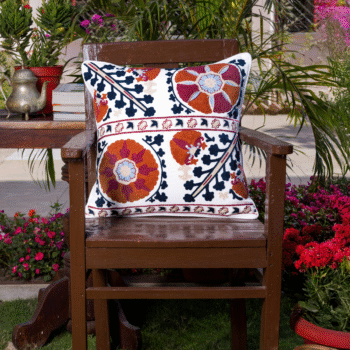 Suzani Style Crewel Embroidered Sun & Moon Cushion Cover