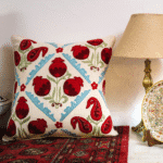 Suzani Style Aari Embroidered Dainposh Cushion Cover