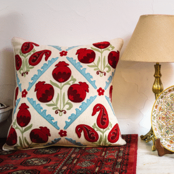 Suzani Style Aari Embroidered Dainposh Cushion Cover