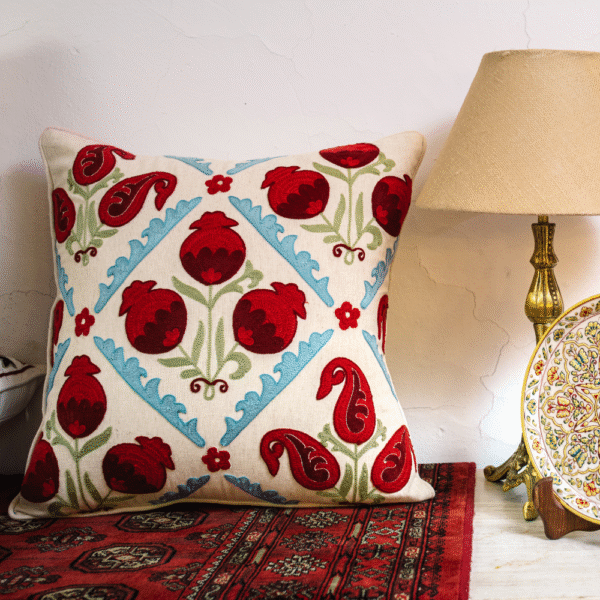 Suzani Style Aari Embroidered Dainposh Cushion Cover