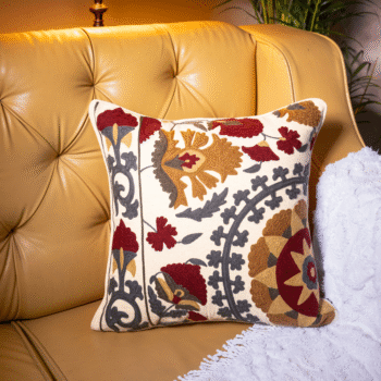 Suzani Style Crewel Embroidered Fergana Cushion Cover