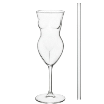 Women-Shaped Borosilicate Wine Glass with Straw