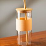 Silicon Drip Glass Tumbler With Straw 400ml