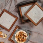 Paisley Elegance Handcrafted Wooden + Glass Coasters (Set of 4 + Case)