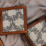 Monochrome Elegance Handcrafted Wooden + Glass Coasters (Set of 4 + Case)