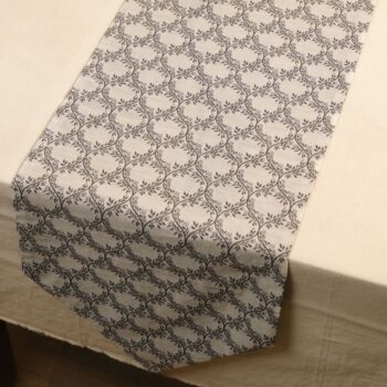 Woven Harmony Elegant Grey Cutwork Table Linen