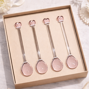 Heart-Shaped Borosilicate Glass Spoons Set of 4