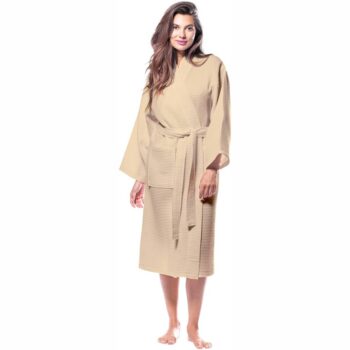 Beige Cotton Highly Absorbent Bath Robe