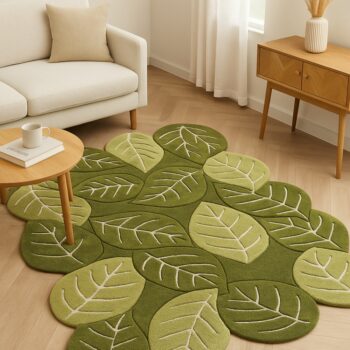 Verdant Leaf Hand Tufted Area Rug | Nature-Inspired Décor