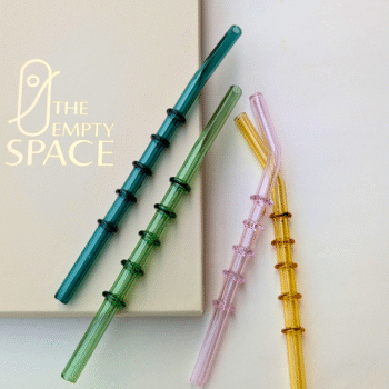 Ring Design Borosilicate Glass Straws Set of 4