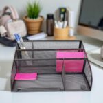 Ash Grey Multi-Compartment Mesh Desk Organiser