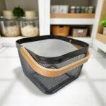 Ash Grey Square Wire Mesh Multi-Purpose Storage Basket