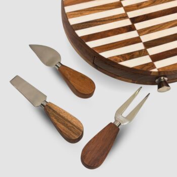 Gourmet Round Cheese Board with Cutlery