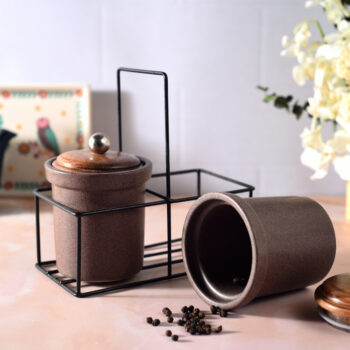 Nestora Handcrafted Stoneware Storage Jars Set