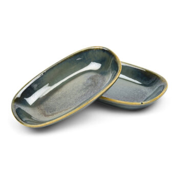 Rustica Stoneware Snack Plates Set of 2 Handcrafted