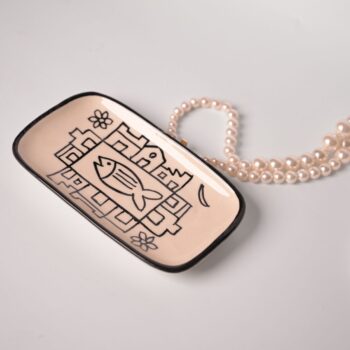 Handmade Stoneware Trinket Dish with Hand Painted Design