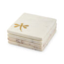 Celeste White Marble Coasters Set of 4 with Brass Inlay