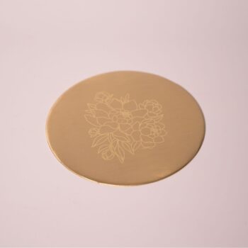 Etched Peony Pure Brass Coasters Set of 4 for Tables