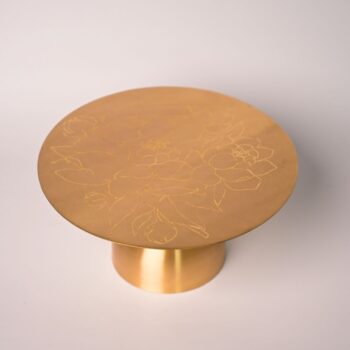 Peony Flower Design Pure Brass Cake Stand for Elegant Tables