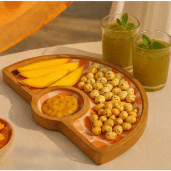 Semi-Circle Mango Wood Chip & Dip Platter