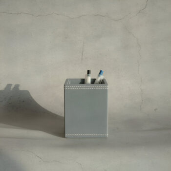 Powder Blue PU Leather Stationery Holder for Desk Use