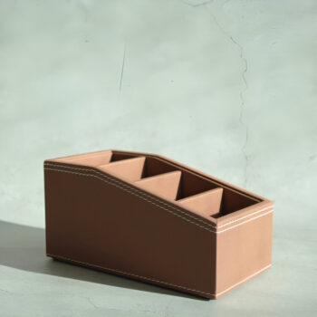 Umber Brown PU Leather Remote Control Organiser