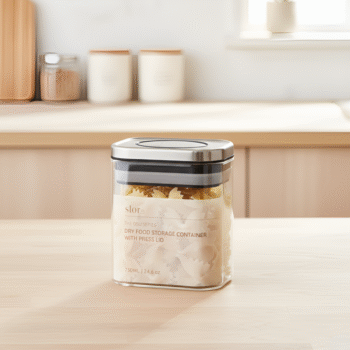 Dry Food Storage Container With Press Lid