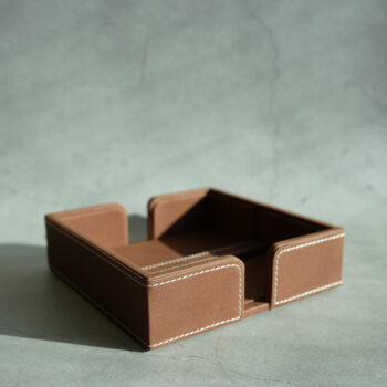 PU Leather Tissue Holder with Weighted Bar