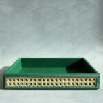 PU Leather Rattan Medium Serving Tray