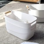 Storage Bin With Wooden Handle