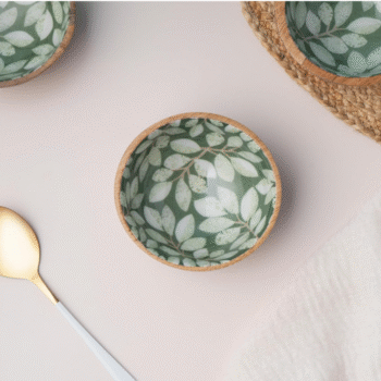 Mango Wood Serving Bowls Set of 2 – Olive Green