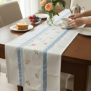 Luxe Blue White Embroidered Table Runner